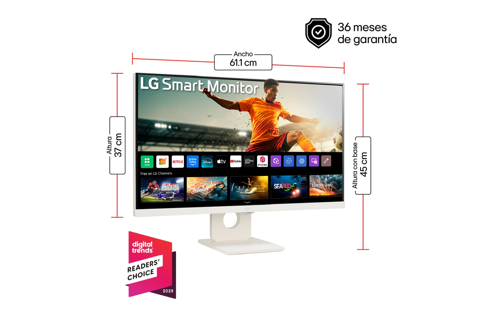 Dimensiones LG SMART Monitor 27 pulgadas
